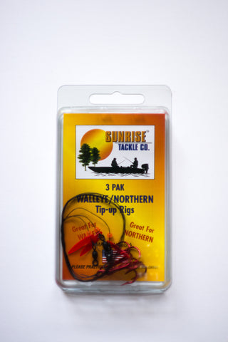 Northern Fire Line Tip Up Rigs - 20LB Test - Ice Fishing - 3 Pak - Sunrise Tackle Shop Exclusive